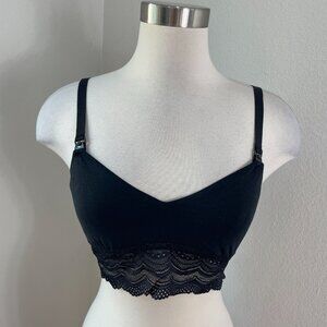 NEW Cosabella Womens Medium Evolution Modal Nursing Bra Black Lace Trim
